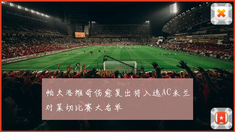帕夫洛维奇伤愈复出将入选AC米兰对莱切比赛大名单